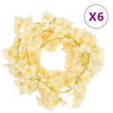 Vidaxl Christmas Garlands z kwiatami 6 szt. 180 cm szampana w kolorze