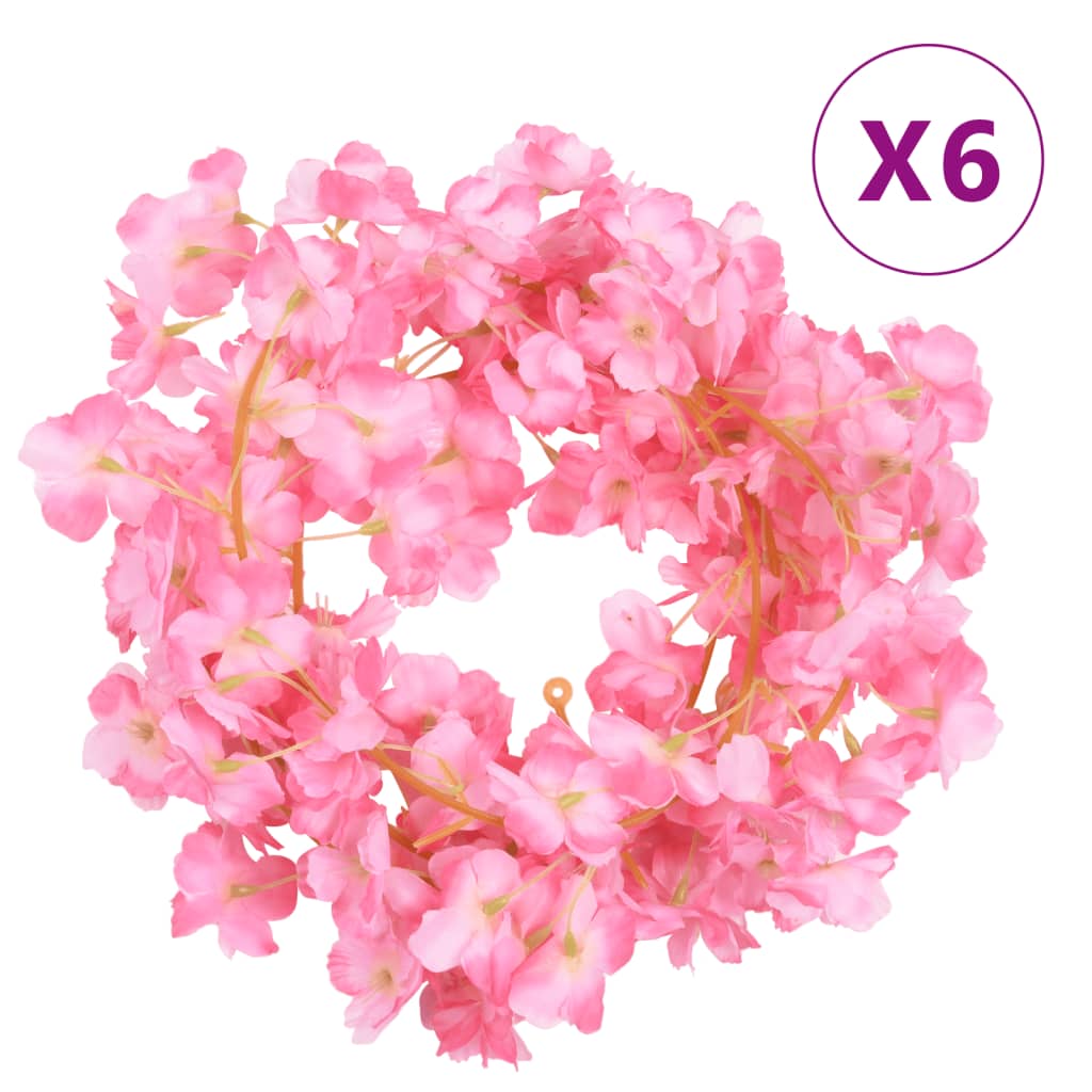 Vidaxl Garlands natalizie con fiori 6 St 180 cm Pink scuro