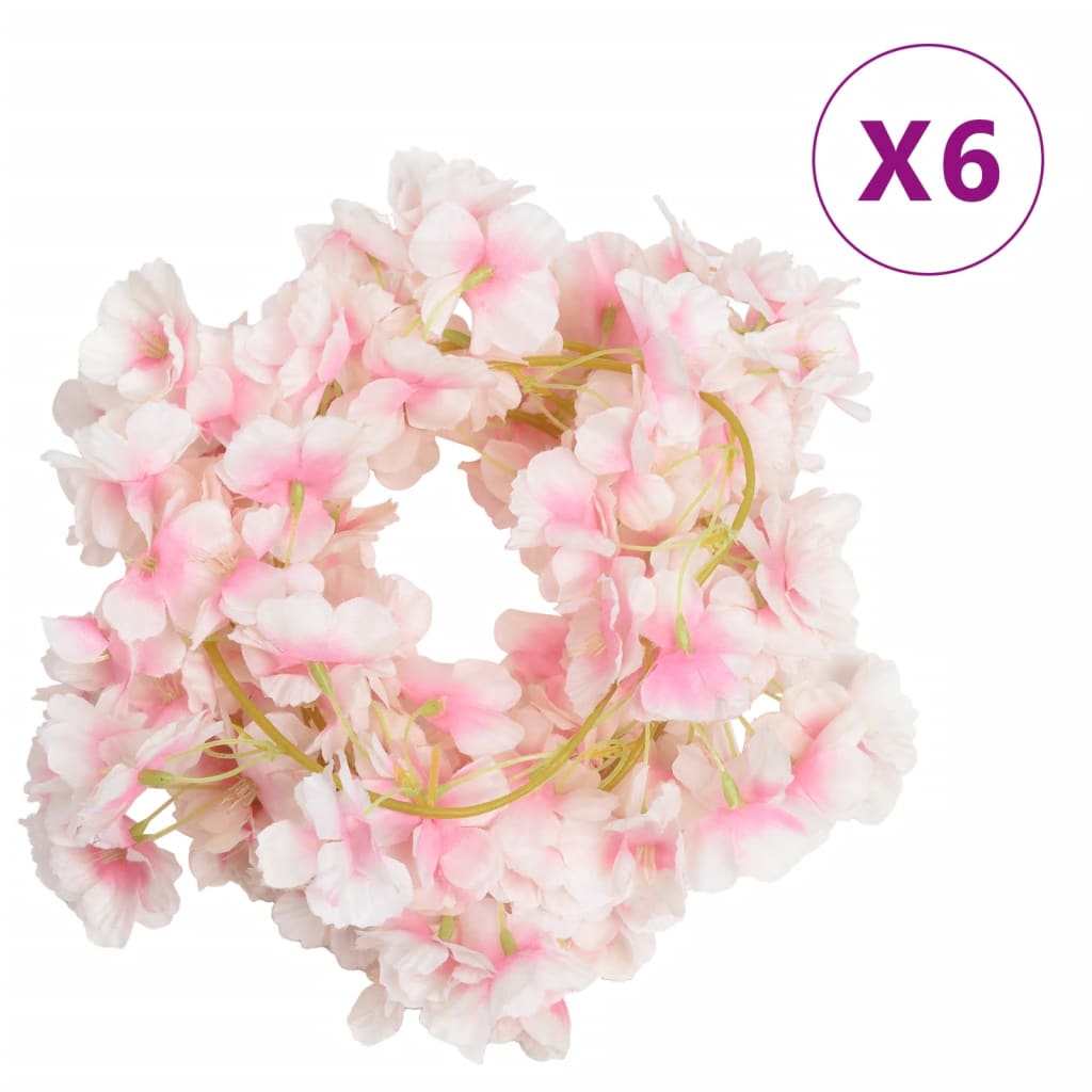 Vidaxl Christmas garlands with flowers 6 st 180 cm light pink