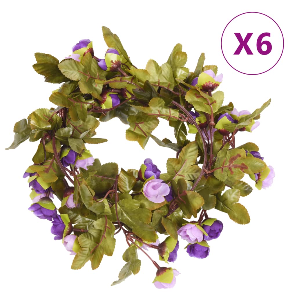 Vidaxl Garlands de Noël avec des fleurs 6 st 215 cm clair violet