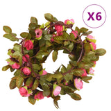 Vidaxl Christmas garlands with flowers 6 pcs 215 cm Rose pink