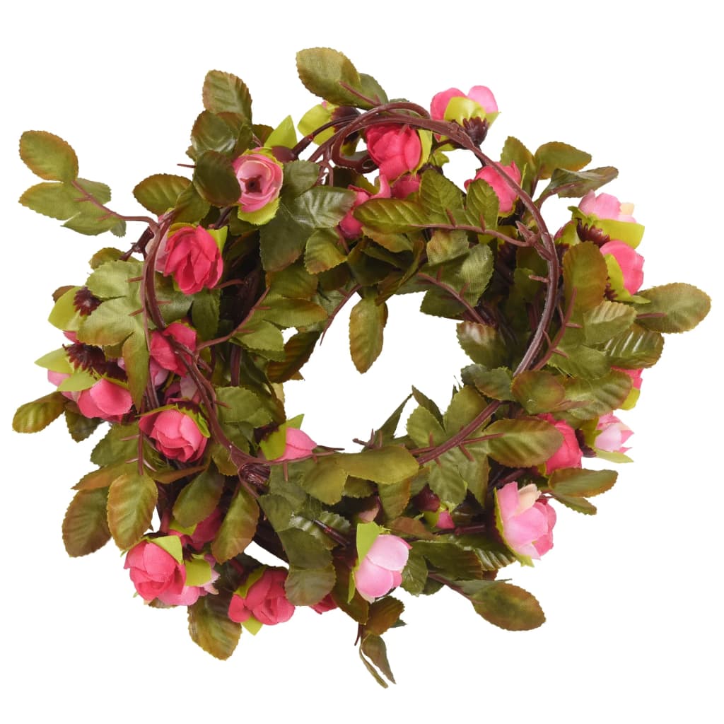 Vidaxl Christmas garlands with flowers 6 pcs 215 cm Rose pink