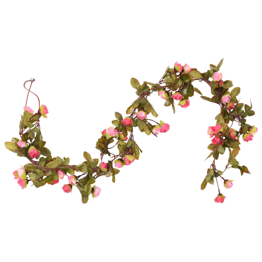 Vidaxl Christmas garlands with flowers 6 pcs 215 cm Rose pink