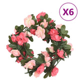 Vidaxl Christmas Garlands z kwiatami 6 St 240 cm róża