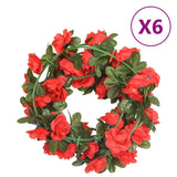 Vidaxl Christmas Garlands med blomster 6 St 240 cm rød