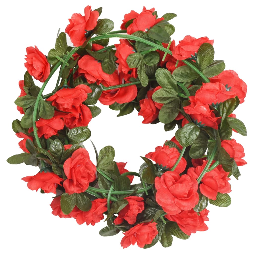 Vidaxl Christmas Garlands med blomster 6 St 240 cm rød