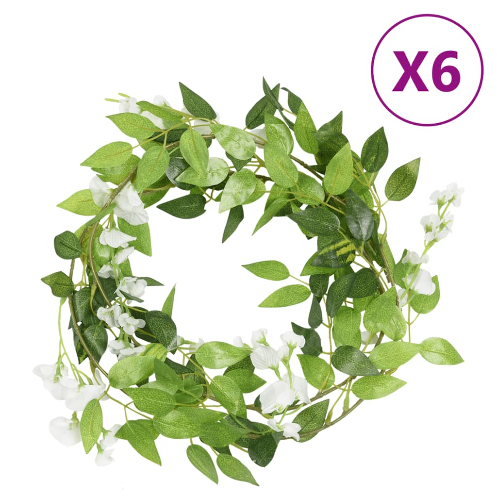 Vidaxl Garlands de Noël avec des fleurs 6 st 200 cm blancs