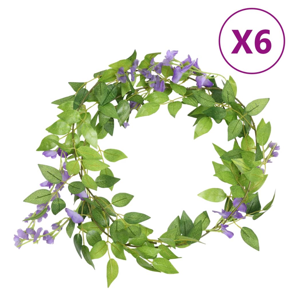 Vidaxl Christmas Garlands with Flowers 6 St 200 cm Purple