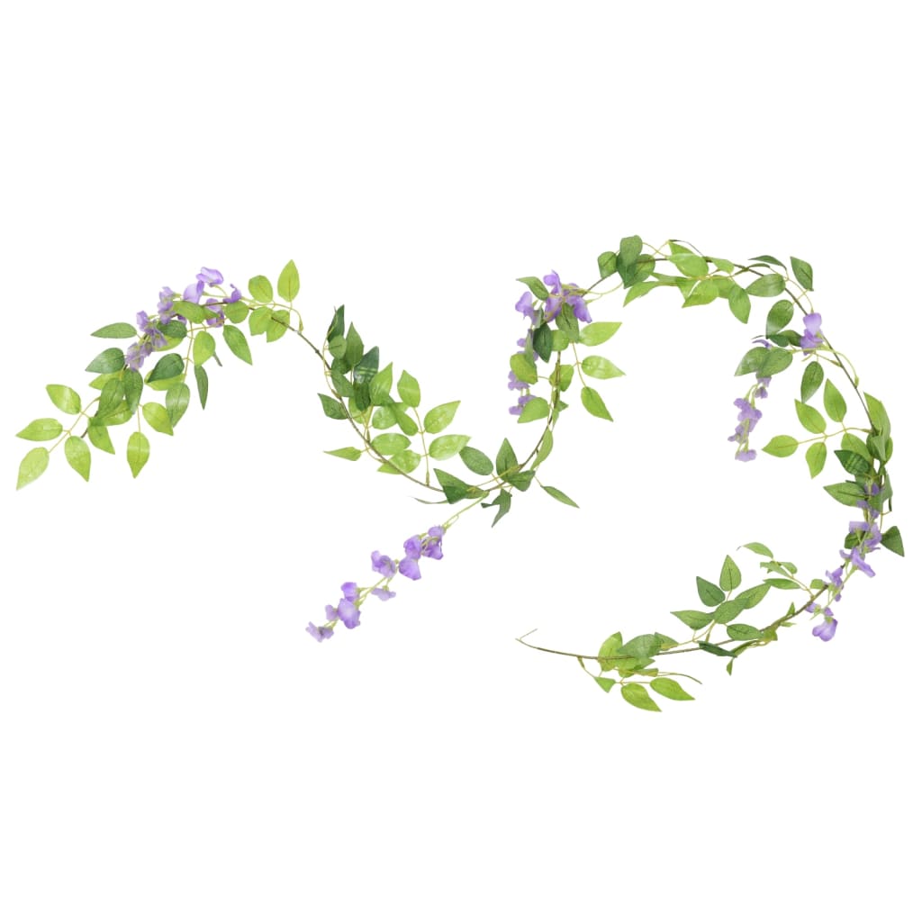 Vidaxl Christmas Garlands with Flowers 6 St 200 cm Purple