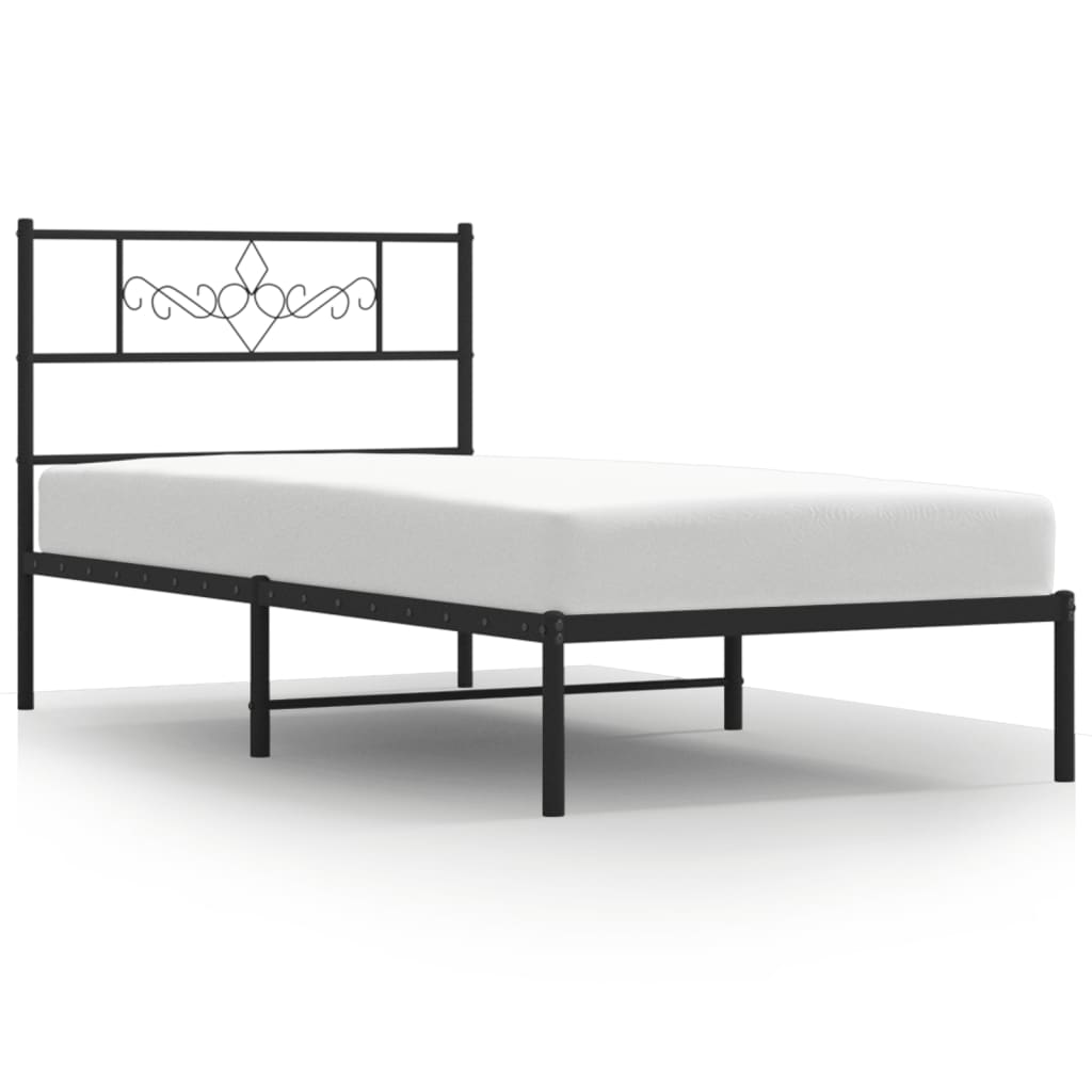 Vidaxl bedframe met hoofdbord metaal zwart 90x200 cm