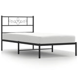 Vidaxl bedframe met hoofdbord metaal zwart 90x200 cm