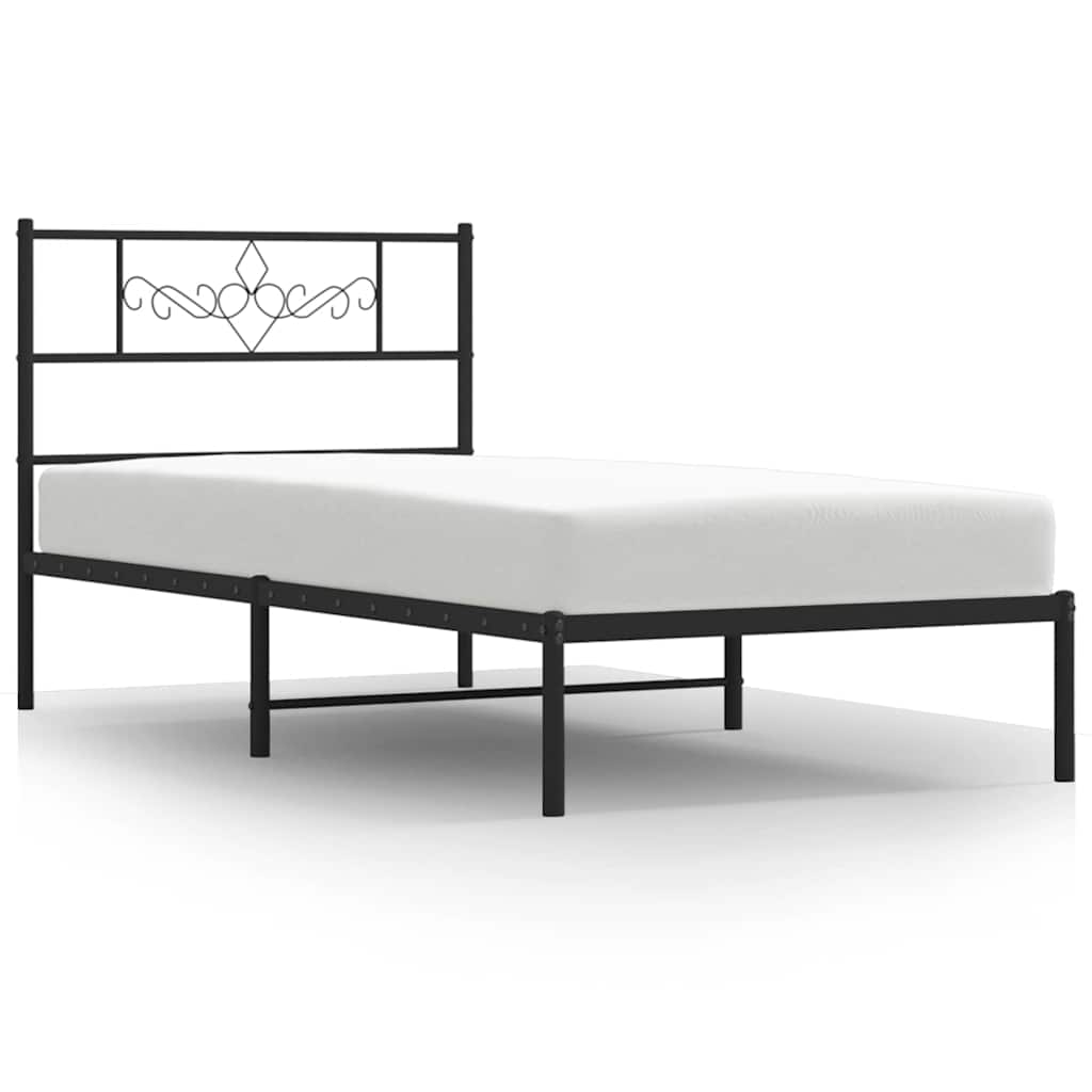 Vidaxl bedframe met hoofdbord metaal zwart 100x190 cm
