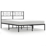 Vidaxl bedframe met hoofdbord metaal zwart 140x190 cm