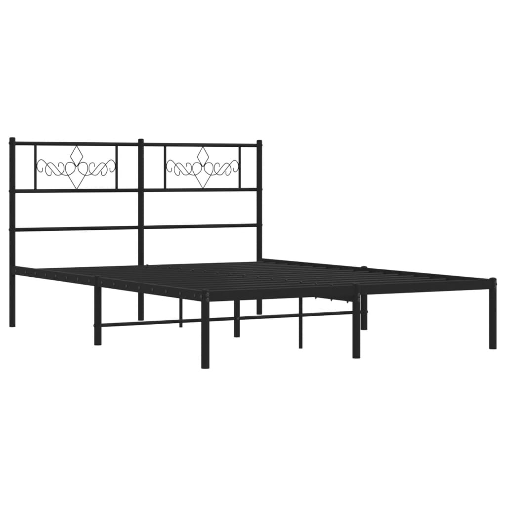 Vidaxl bedframe met hoofdbord metaal zwart 140x190 cm