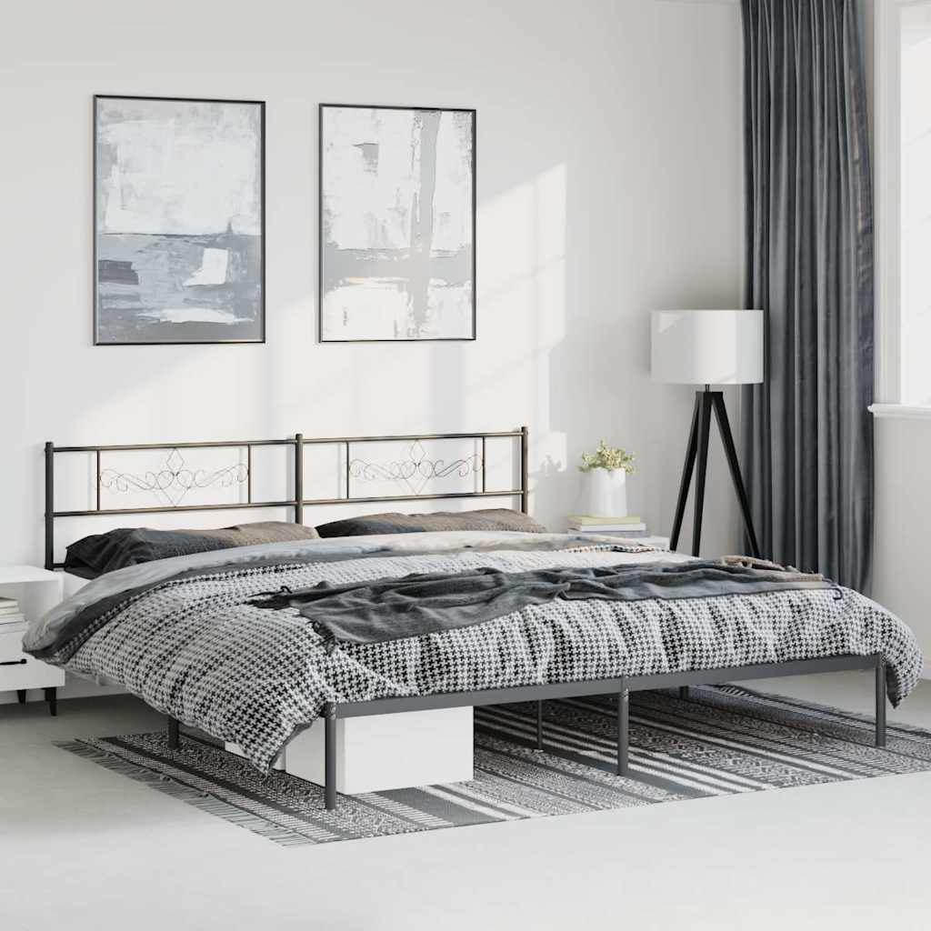 Vidaxl bedframe met hoofdbord metaal zwart 193x203 cm