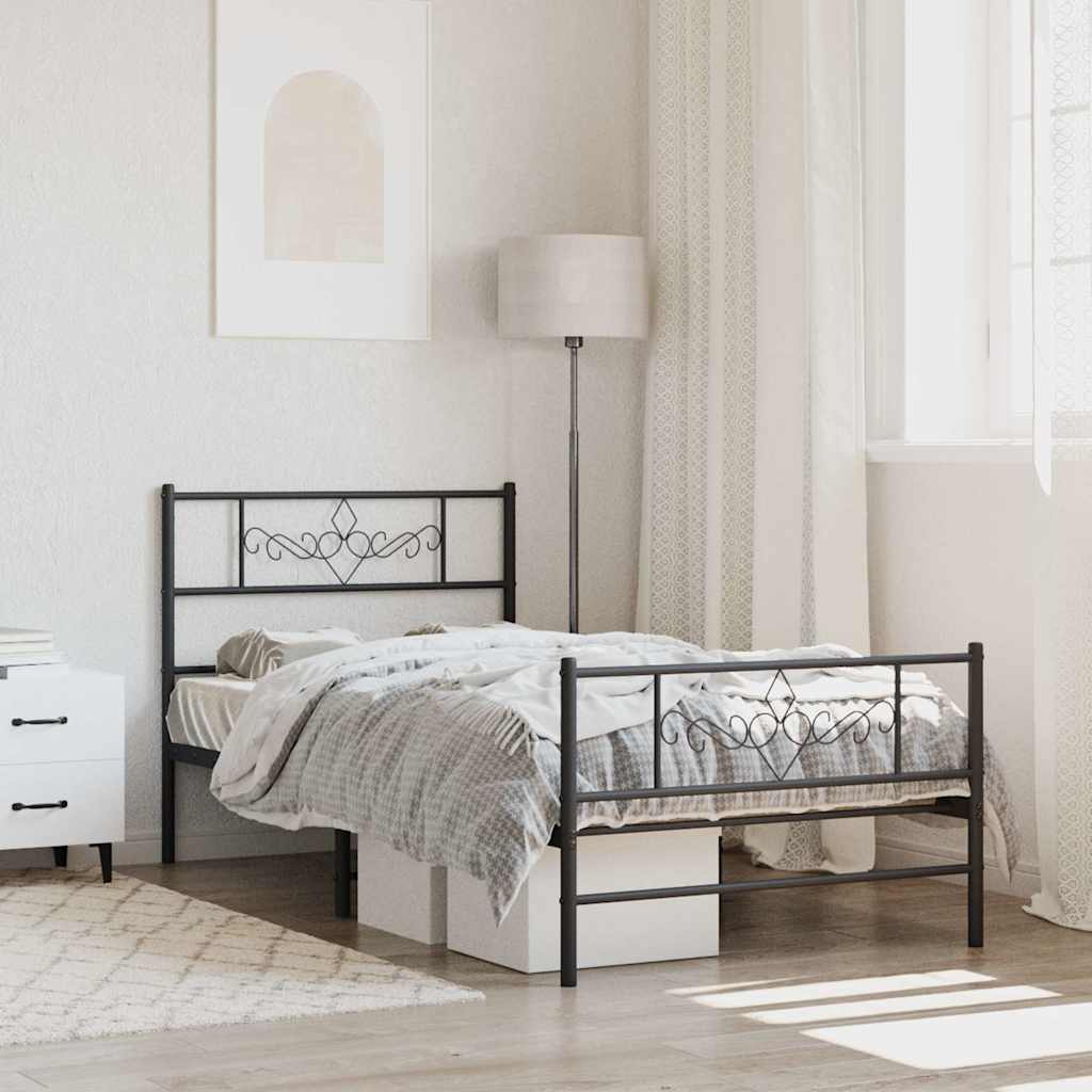 Vidaxl bedframe met hoofd- en voeteneinde metaal zwart 80x200 cm