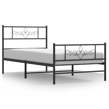 Vidaxl bedframe met hoofd- en voeteneinde metaal zwart 107x203 cm