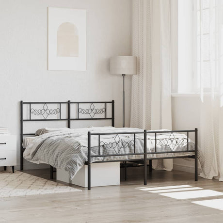 Vidaxl bedframe met hoofd- en voeteneinde metaal zwart 120x190 cm