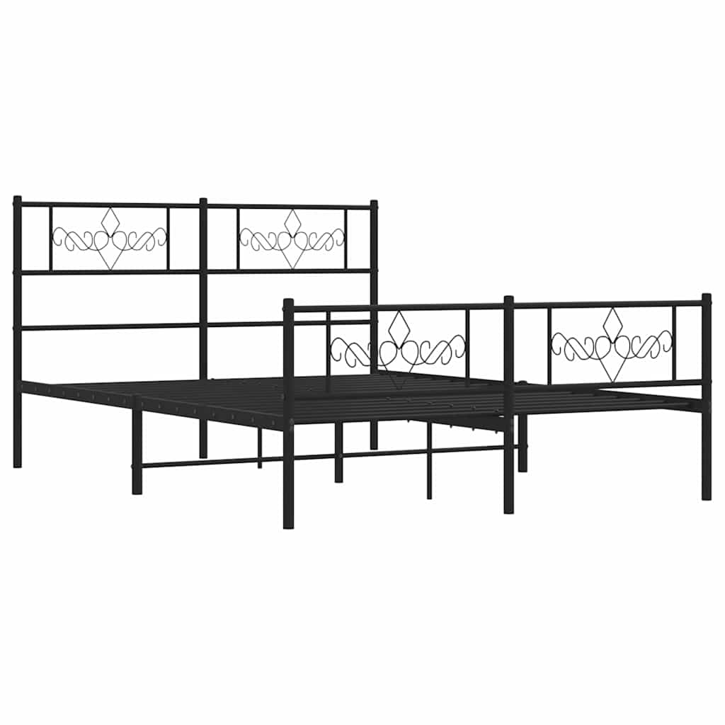 Vidaxl bedframe met hoofd- en voeteneinde metaal zwart 135x190 cm
