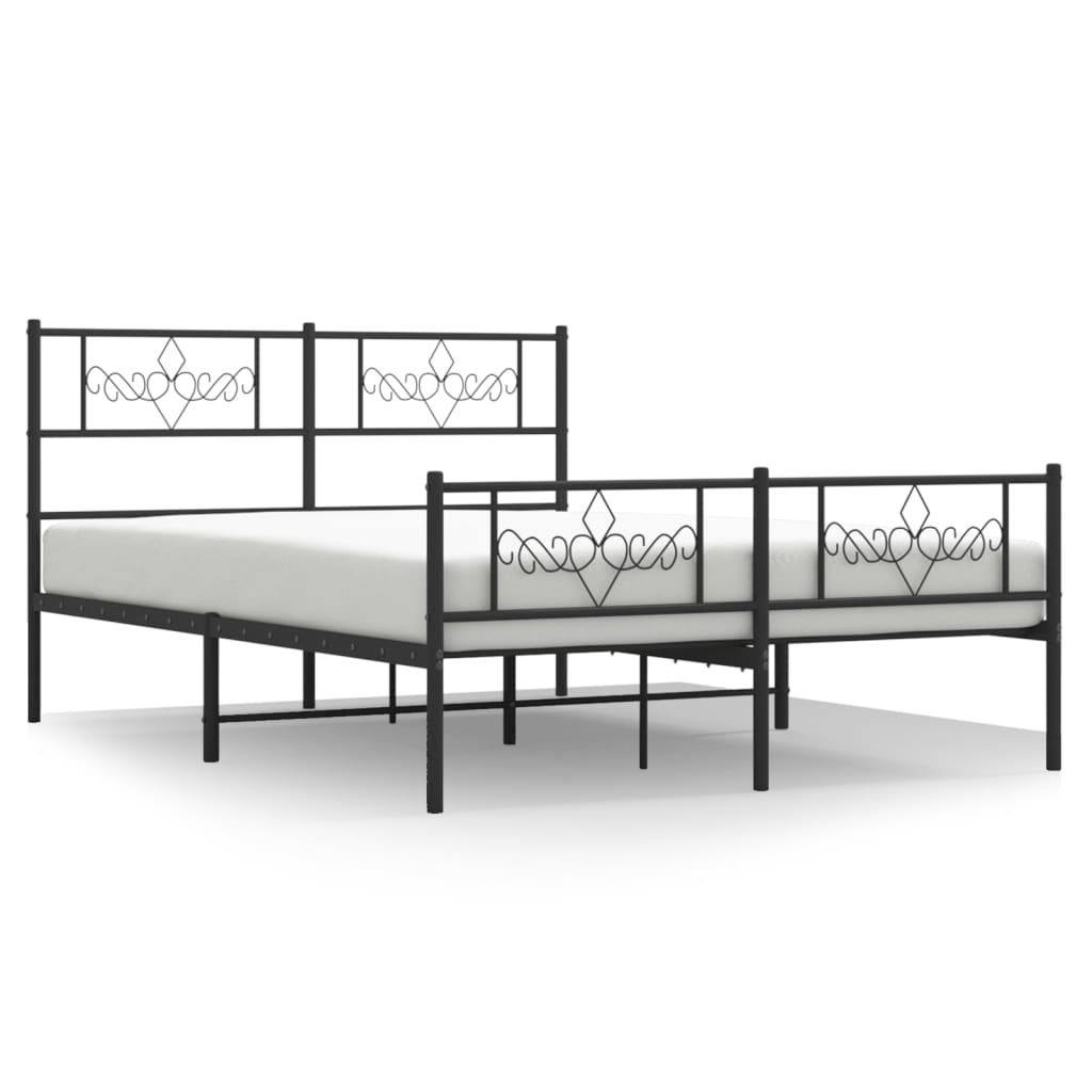 Vidaxl bedframe met hoofd- en voeteneinde metaal zwart 140x200 cm