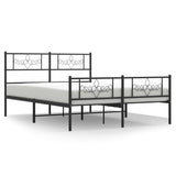 Vidaxl bedframe met hoofd- en voeteneinde metaal zwart 140x200 cm
