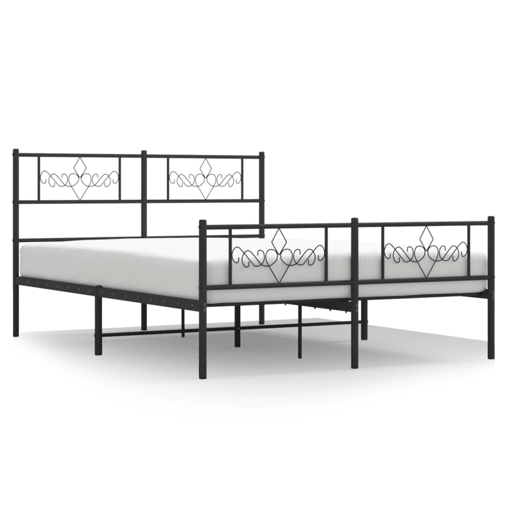 Vidaxl bedframe met voetbord zonder matras metaal zwart 160x200 cm