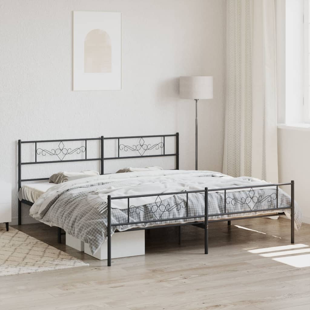 Vidaxl bedframe met voetbord zonder matras metaal zwart 180x200 cm