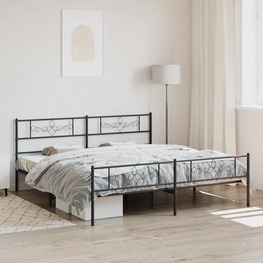 Vidaxl bedframe met hoofd- en voeteneinde metaal zwart 200x200 cm