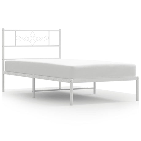 Vidaxl bedframe met hoofdbord zonder matras metaal wit 75x190 cm