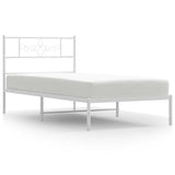 Vidaxl bedframe met hoofdbord metaal wit 100x200 cm