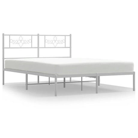 Vidaxl bedframe met hoofdbord metaal wit 120x190 cm