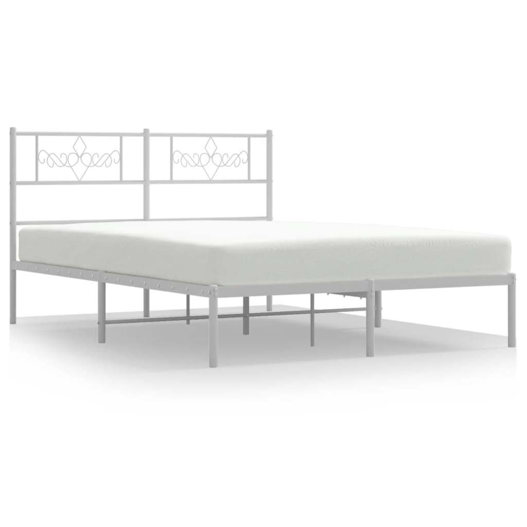 Vidaxl bedframe met hoofdbord metaal wit 140x200 cm