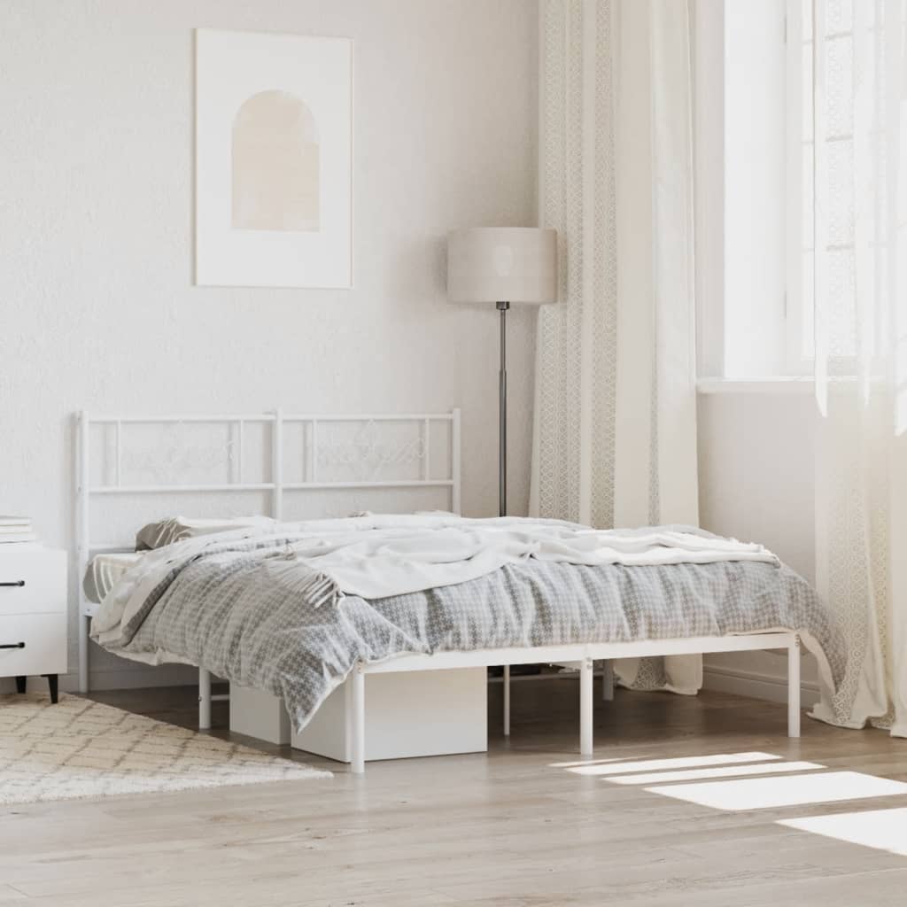Vidaxl bedframe met hoofdbord metaal wit 140x200 cm