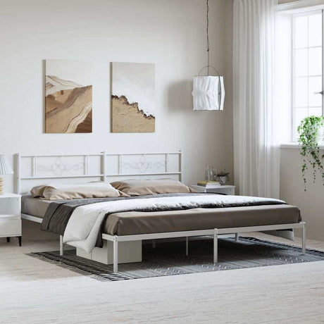 Vidaxl bedframe met hoofdbord metaal wit 193x203 cm