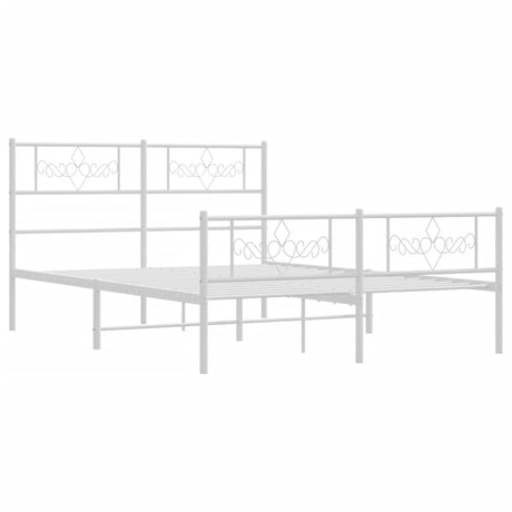 Vidaxl bedframe met hoofd- en voeteneinde metaal wit 120 x 190 cm