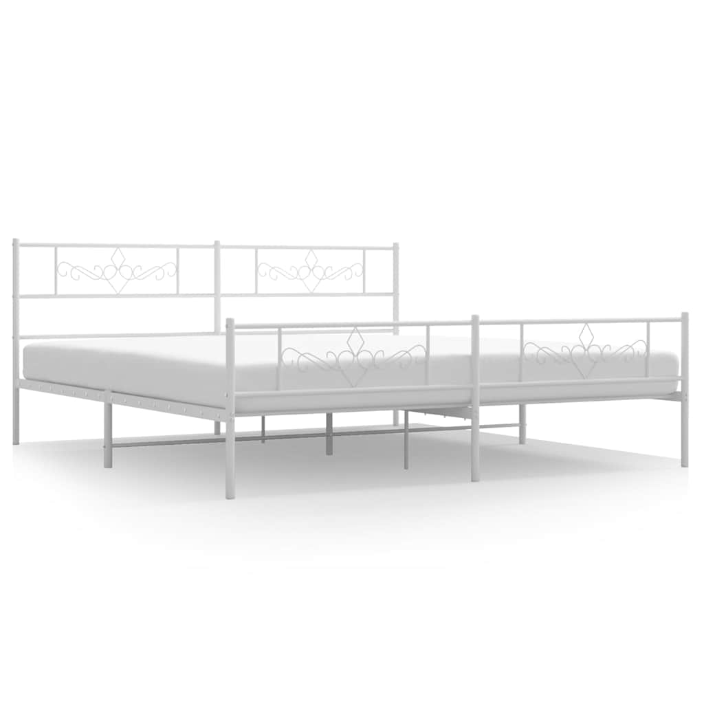 Vidaxl bedframe met hoofd- en voeteneinde metaal wit 183x213 cm