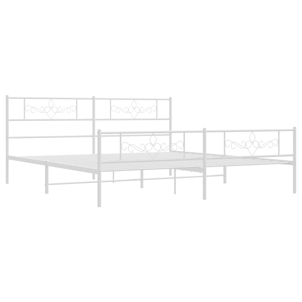 Vidaxl bedframe met hoofd- en voeteneinde metaal wit 200x200 cm