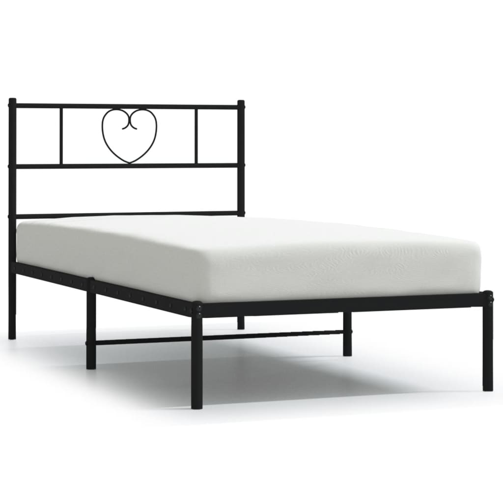 Vidaxl bedframe met hoofdbord metaal zwart 80x200 cm