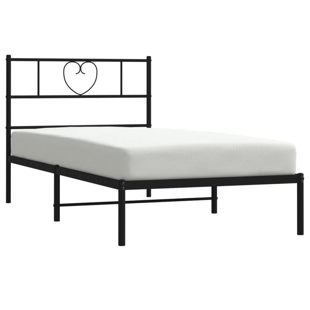 Vidaxl bedframe met hoofdbord metaal zwart 90x190 cm