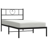Vidaxl bedframe met hoofdbord metaal zwart 90x190 cm