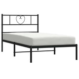 Vidaxl bedframe met hoofdbord metaal zwart 100x190 cm