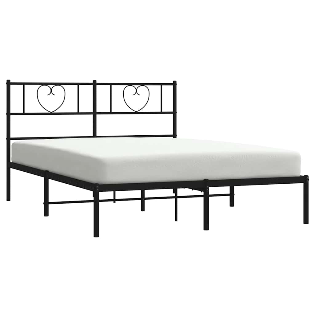 Vidaxl bedframe met hoofdbord metaal zwart 135x190 cm
