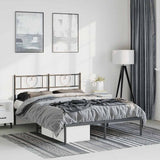 Vidaxl bedframe met hoofdbord metaal zwart 135x190 cm