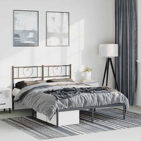Vidaxl bedframe met hoofdbord metaal zwart 135x190 cm