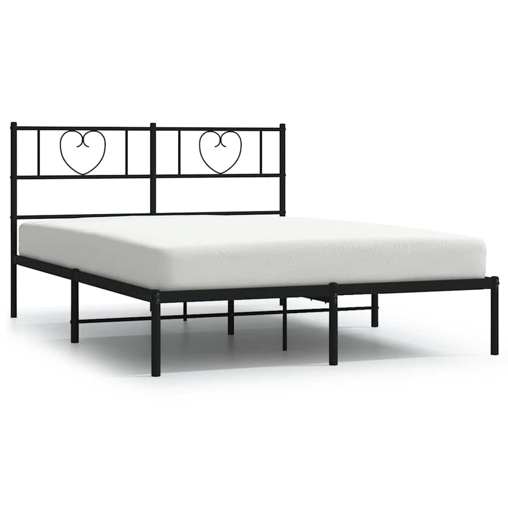Vidaxl bedframe met hoofdbord metaal zwart 150x200 cm
