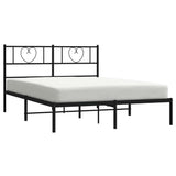Vidaxl bedframe met hoofdbord metaal zwart 150x200 cm