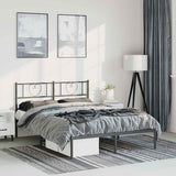 Vidaxl bedframe met hoofdbord metaal zwart 150x200 cm