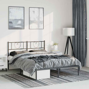 Vidaxl bedframe met hoofdbord metaal zwart 150x200 cm