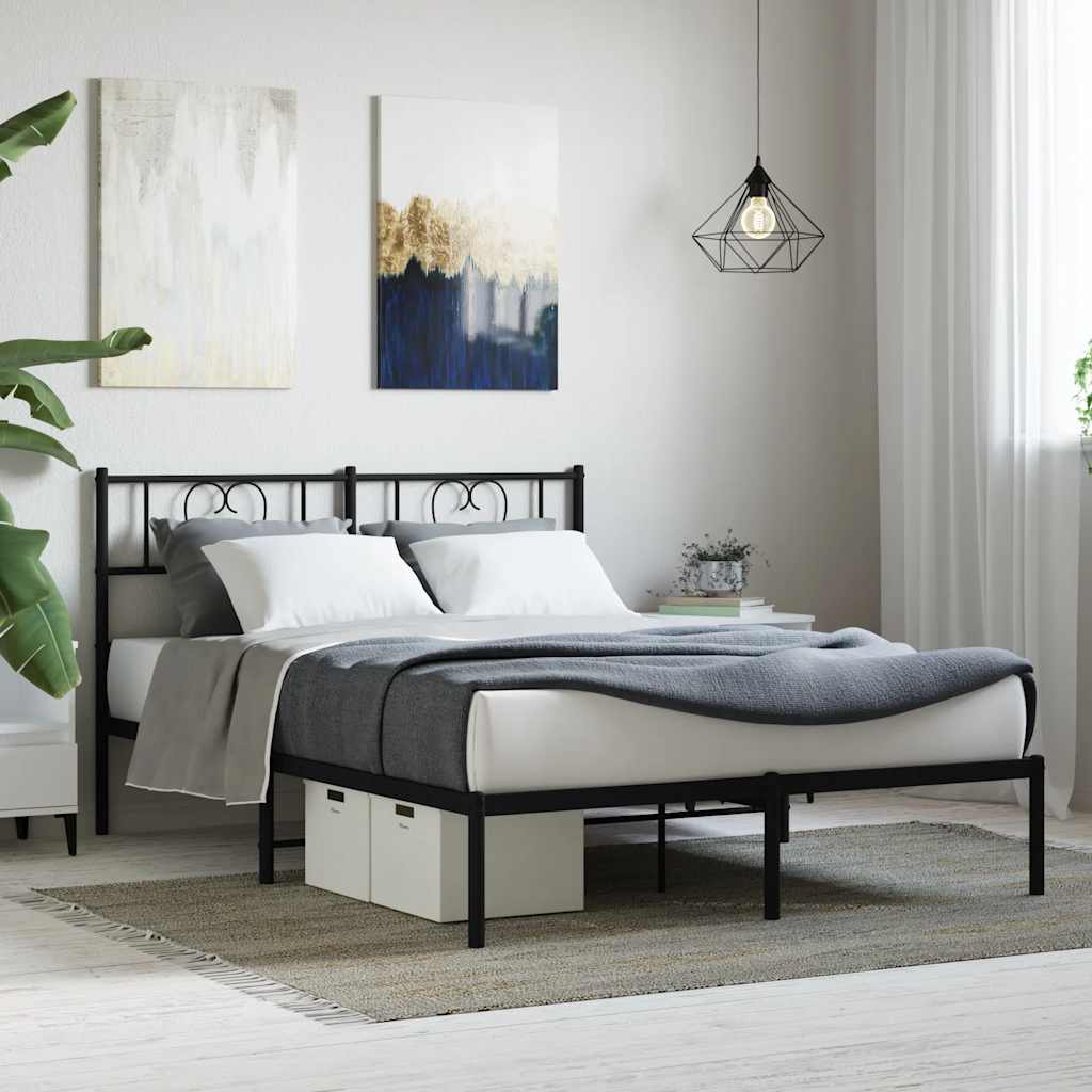 Vidaxl bedframe met hoofdbord metaal zwart 160x200 cm
