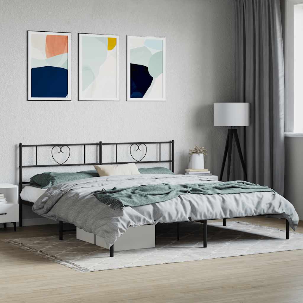 Vidaxl bedframe met hoofdbord metaal zwart 180x200 cm